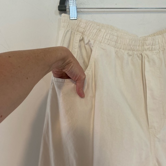 π2/$20 Vintage St. Michael Plus Sz 16 Cotton Pull On Ivory Pleated Trousers - Picture 4 of 6